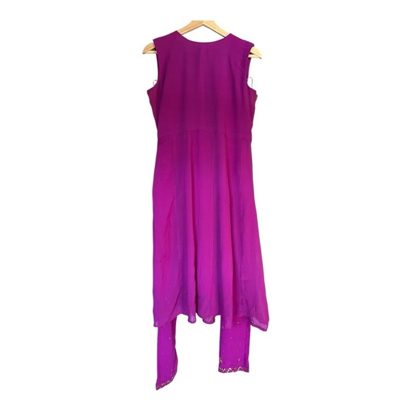 Vibrant Purple/Hot Pink Embellished Anarkali Suit - Picture 3 of 5